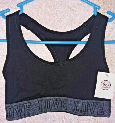 Juniors' SO Bras: "Love" Lounge Racerback Bra Black Size XS Black TIE - Image 1 of 4