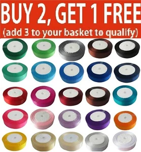 Satin Ribbon size 6,10, 12,15,20,25,30,38,50mm BUY 2 & GET1 FREE ADD 3 IN BASKET - Picture 1 of 87