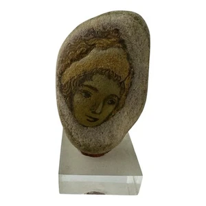 Woman by Wesley Dahlberg Signed Stone Sculpture Art on Acrylic Lucite Base Ooak - Picture 1 of 7