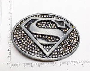 Superman Gürtelschnalle DC Super Logo Metall Snap Man Comics Held Chrom Emaille schwarz - Bild 1 von 9