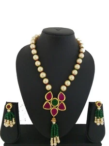 Indian Fashion Jewelry Mala Necklace bollywood Ethnic Gold Plated Mala Pendant - Picture 1 of 1