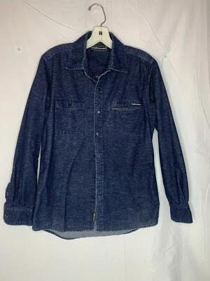 Camisa The Hundreds Denim Pesado Lavado Oscuro Botón Abajo M Manga Larga  Foto 1 de 4