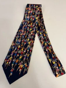 Alynn Mens Tie "Marathon" Runners 100% Silk Necktie Made In USA Colorful - Picture 1 of 6