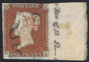 1841 1d Red Pl 24 GL Full Deckled Edge Marginal Inscription Missing Imprimatur - Picture 1 of 1