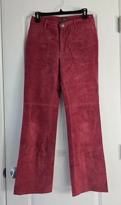 Saks Fifth Avenue Folio Pink Suede Leather Flair Bootcut Pants Women's Size 4 - Image 1 of 4