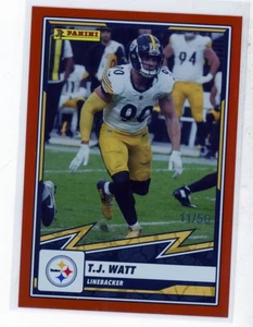 2025 Panini NFL card-size brown-border sticker di T.J. Watt 11/50 football card - Foto 1 di 1