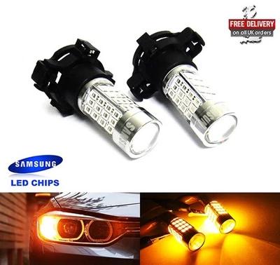2x Amber PY24W 5200 12190 Bulb SAMSUNG LED 40W Side Turn Signal Indicator Light - Image 1 of 4