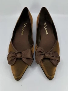 Vintage Nina Womens Low Heel Copper Satin Slip On Event Shoes Sz 10M Pre-owned - Picture 1 of 15