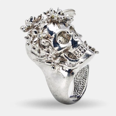 Alexander McQueen Skull Crystals Silver Tone Ring Size 53 - Image 1 of 4