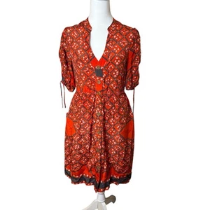 Anthropologie Moulinette Soeurs 100% Silk Maeshowe Boho Festival Dress Size 6 - Picture 1 of 13