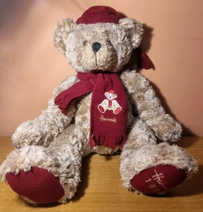 Harrods Christmas Teddy Bear James 1999 With Scarf - Picture 1 of 4
