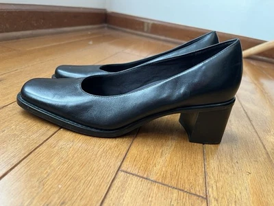 Zapatos de salón Bass Leigh de cuero negro para mujer talla 8,5 punta cuadrada tacón bloque Foto 1 de 4