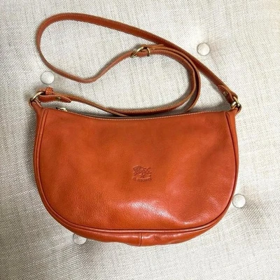 Bolso Bandolera IL BISONTE Media Luna Marrón Hecho en Italia USADO Foto 1 de 4