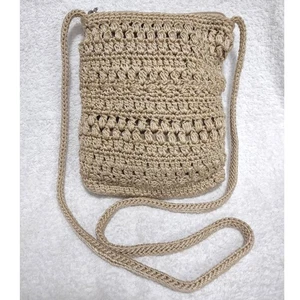 The Sak gehäkelte Umhängetasche hellbraun Schultertasche 7"x8"x1,5" - Bild 1 von 8
