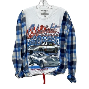Chevrolet Corvette Shirt Womens S Country Racing Nascar Blue Plaid Sewblended - Picture 1 of 5