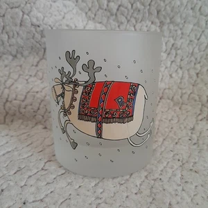Dartington Designs Frosted Glass Reindeer Tumbler Christmas - Picture 1 of 6