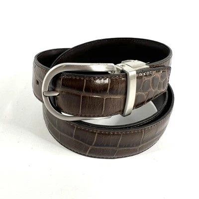 Cinturón de cuero para hombre TUMI marrón, 47 pulgadas de largo, se puede cortar más corto Foto 1 de 4