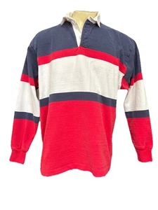 Lands End Authentic Rugby Herren XL Baumwolle Polo Shirt Vintage Made USA rot weiß blau - Bild 1 von 14