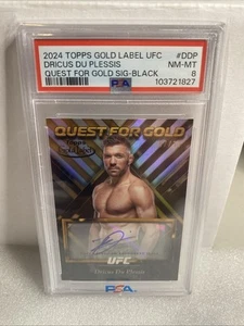 2024 Topps Gold Label Dricus Du Plessis Quest For Gold Sig Black/10 PSA 8 - Imagen 1 de 2