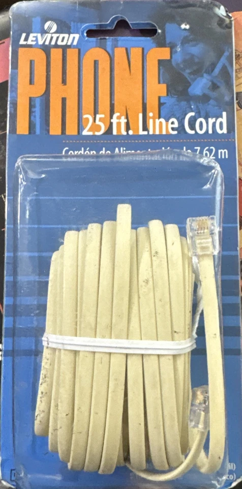 25-Ft Flat Wire Phone Line Cord with Modular Plugs - Ivory (C2413-25I) - Image 1 of 4