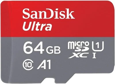 SanDisk 64GB Ultra microSDXC card + SD adapter up to 120 MB/s with A1  - Image 1 of 3