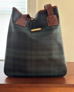 Vintage Polo by Ralph Lauren big black watch tartan plaid tote - Picture 1 of 11