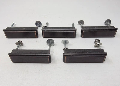 Lot 5 Rectangular Bar Box Look Cabinet Dresser Drawer Pulls C-26130 - Image 1 of 4