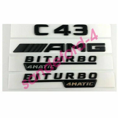 Black Trunk Fender Emblems Badges for Mercedes Benz W205 C43 AMG BITURBO 4MATIC Foto 1 de 4