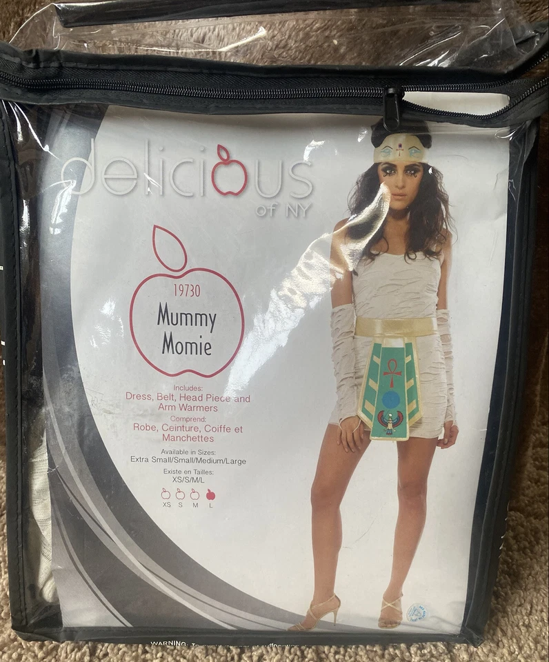 Disfraz de Halloween Delicious of NY Mummy Momie Talla Grande L Cinturón Vestido Pieza para la Cabeza Foto 1 de 3