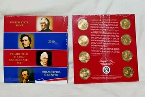 1 2010 P&D PHILADELPHIA & DENVER US MINT SEALED PRESIDENTIAL 8 COIN DOLLAR SET - Picture 1 of 2