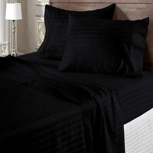 All Striped Colors 1200 Thread Count 100%Egyptian Cotton 4 PC Sheet Set US-Sizes - Picture 1 of 31