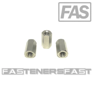 (5) M8-1.25 Stainless Steel DIN6334 Metric Hex Coupling Nuts (24mm Long) A2-70 - Picture 1 of 5