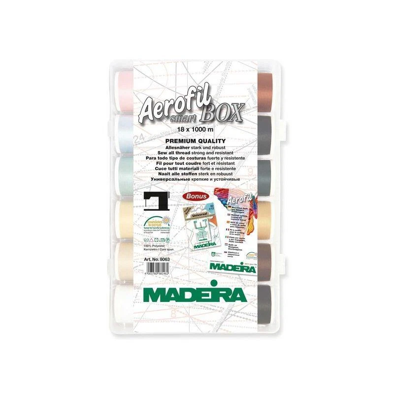 Madeira Smartbox Aerofil 18 Spulen No.120 à 1000m Allesnähgarn für Nähmaschine - Bild 1 von 1