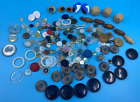 Vintage Lot of 191 Buttons Rings Buckles Eyes Mixed Colors Sizes Sewing Crafts