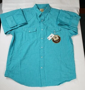 Men's Resistol Double R Long Sleeve Western Shirt Blue Size XL / Extra Large NWT - Picture 1 of 7