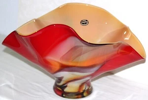 Krosno Jozefina Art Glass Vase Red Yellow Swirl Amber from Poland 7lbs 16" - Picture 1 of 8