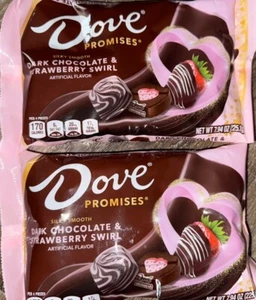 Dove ~ Dark Chocolate Strawberry Swirl Promises Candy 7.94 oz, 09/2025 ~ 2 Bags - Picture 1 of 4