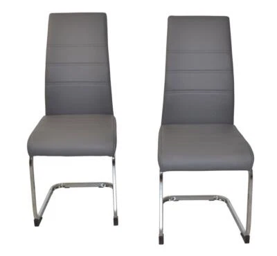 Esszimmerstuhl Schwingstuhl Schwingsessel Freischwinger Stuhl  2er-Set grau - Bild 1 von 4