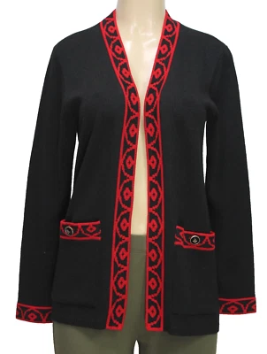 Кардиган San Remo от Laura вязаный с открытой передней частью с длинным рукавом черный миниатюрный размер SP - Изображение 1 из 4