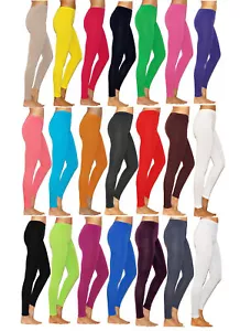 Damen Leggings lang Hose Baumwolle Leggins Röre Gamaschen Herren viele Farben - Bild 1 von 22