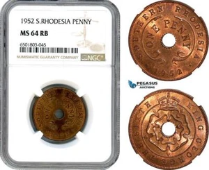 AH798, Southern Rhodesia (Zimbabwe), George VI, 1 Penny 1952, NGC MS64RB - Picture 1 of 1