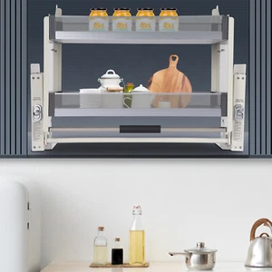 2-Tier Pull Down Shelf Upper Wall Cabinet Storage Organizer For 24inch Cabinet - Picture 1 of 18