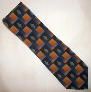 Cocktail Collections Blue & Bronze Silk Neck Tie 59" Long x 3.75" Wide (E617) - Picture 1 of 3