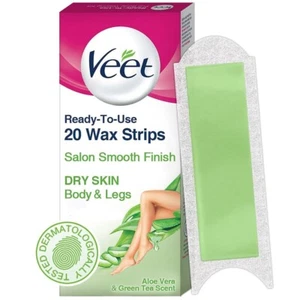 Instant Hair Waxing Strips Kit for Dry Skin Body & Legs 20 strips Pack of 1 - Picture 1 of 9
