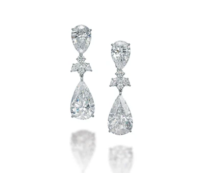 Lab-Created Sparkle White 30.16CT Pear, Marquise & Round Cut Diamonds Earrings — 第 1/4 张图片