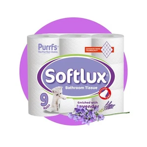 Lavender - Luxury White 3ply Quilted Softlux Toilet Tissue Loo Roll 45 (5 x 9) - Picture 1 of 3