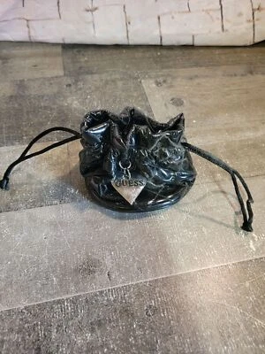 Mini guess black pull string bag heart accessory - Image 1 of 4