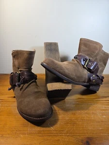 Chocolat Blu Womens Sz 38 us 7.5 Rosario Brown Suede Strap Ankle Boots Nordstrom - Picture 1 of 8