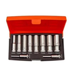 Bahco Metric Deep Socket Set 10 Piece 1/4in Drive Polypropylene Case S0810L - Picture 1 of 2