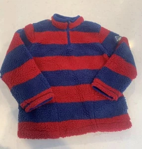 Gap Kids Boys L (10) Sweater Navy Red Rugby Stripe 1/4 Zip Sherpa Jacket Coat - Picture 1 of 3